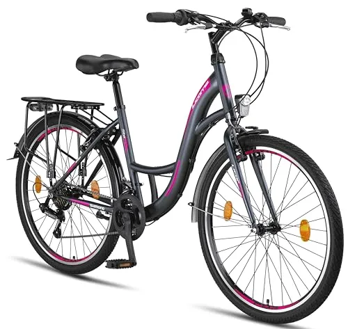 Licorne Bike Cityrad Stella Premium - Anthrazit, 20-28 Zoll - Hochwertiges City Bike in Anthrazit, ideal für den urbanen Alltag, mit robustem Rahmen und zulässigem Gesamtgewicht von 95 kg.