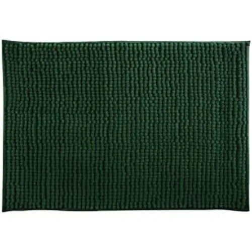 MSV – Chenille-Mikrofaser-Badematte – Langflorig, rutschfest – Maschinenwaschbar – Praktische Aufhängeschlaufe – Optimaler Komfort und Hygiene – Dunkelgrün – Einzelmatte – 40 x 60 cm