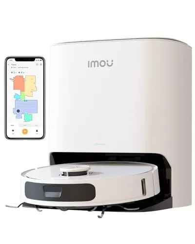 Imou Saugroboter mit Wischfunktion 5 in1 8500 Pa, Kehren/Wischen/Selbstwaschend /55°C Selbsttrocknend/Selbstentleerend Saugroboter mit selbstreinigender Basisstation