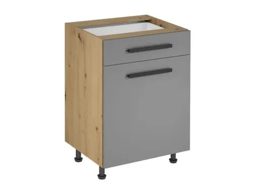 Küchenunterschrank mit Schublade – moderner Küchenschrank in Grau - Moderner Küchenunterschrank mit 1 Schublade und 2 Regalfächern. Ideal für die Ess- und Küche, sorgt für Ordnung und hat verstellbare Füße. Maße: 60 x 47 x 82 cm, robustes Material, einfache Montage.