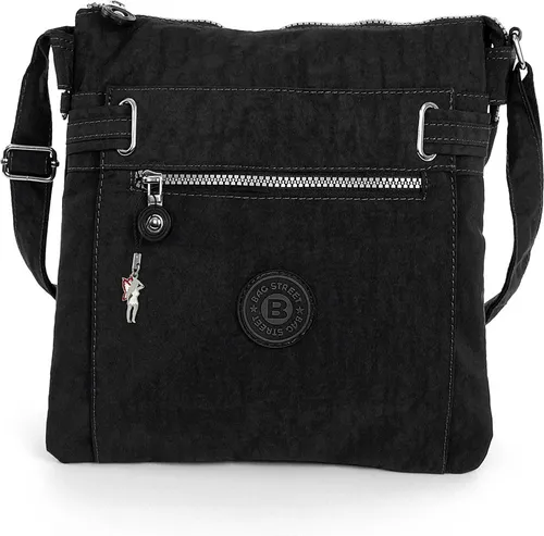 BAG STREET Umhängetasche - Stylish und Praktisch - Handtaschen aus robustem Nylon, ideal für den täglichen Gebrauch mit einem kompakten Format von 26x27cm und in elegantem Schwarz.