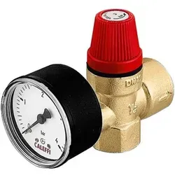 Caleffi Membran-Sicherheitsventil 1/2 Zoll mit Manometer 3,0 bar - Thermostate mit CE-Zertifizierung und TÜV geprüfter Sicherheit. Ideal für präzise Drucküberwachung in Heizungsanlagen.
