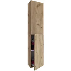 Mid.you Hochschrank VCM Lendas, Eiche Honig - Bad-Hochschrank mit 2 Fächern, hängend und platzsparend, ideal für modernes Badezimmerdesign.