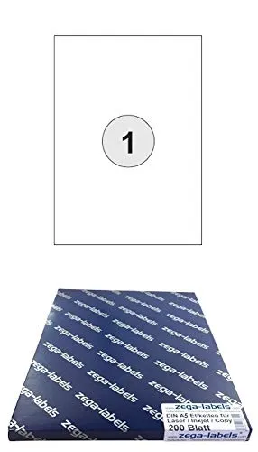 Etiketten 210 x 148 mm selbstklebend einzeln = DIN A5 Bögen (1x1 Etikett DIN A5) - 200 Blatt Pack - Universell für Laser/Inkjet/Kopierer einsetzbar - Adressetiketten 148 x 210 mm einzeln 200
