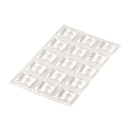 HELPMATE – Gummipuffer transparent – 15 Stück – klein, eckig, selbstklebend – 13x3,1 mm – Lärm‑ und Rutschstopper – Elastikpuffer Schutzpuffer Türpuffer