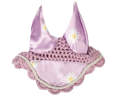 HKM Hobby Horsing Print Fliegenhaube, Violett Mit Gänseblümchen, One Size