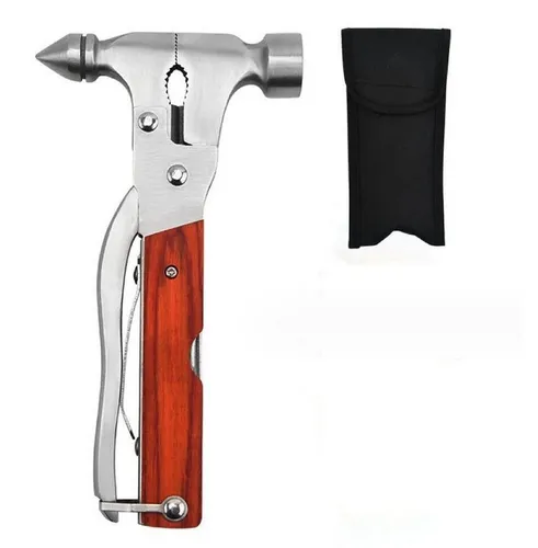 BAYLI Campinghammer 12 in 1 Camping Multitool mit Hammer Zange Säge Schraubendreher, Campi