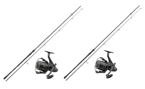 Karpfenbundle 2x Daiwa Black Widow XT Carp 3,60m 3,00lbs mit DAM Runshift 3L 5000