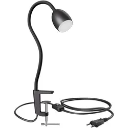 ledscom.de GU10 Klemmleuchte KLUK mit Schwanenhals, schwarz inkl. GU10, 3-Stufen-dimmbar, weiß, W