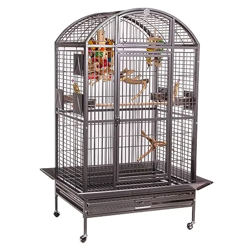 Montana Cages Papageienkäfig Hacienda Dome - Vogelkäfige für kleine- & mittelgroße Papageien, inkl. Anflugklappe und 4 Lenkrollen, aus ungiftigem AVILON(R)-Material, ca. 91 x 71 x 165 cm, ideal für den perfekten Freiflug.