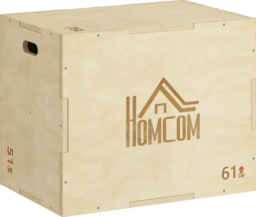 HOMCOM 3-in-1 Plyobox für Boxtraining, Gewichtstraining, Fitness & Cross-Training, 51/61/76 cm, Holz