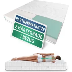 AM Qualitätsmatratzen Premium 7-Zonen Partnermatratze 140x200 cm - Taschenfederkernmatratze mit 1000 Federn/m², individuelle Härtegradwahl und hervorragender Ergonomie für optimalen Schlafkomfort. Made in Germany, allergikergeeignet und 30 Nächte Probeschlafen.