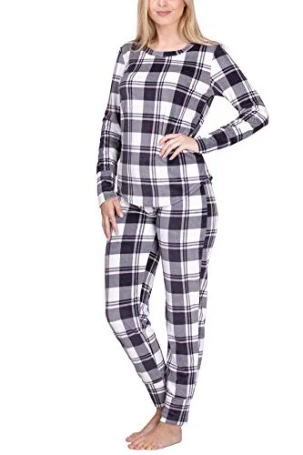 maluuna Damen Flanell Hausanzug, Farbe:rosa/anthrazit, Größe:S