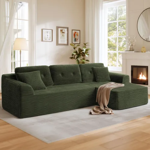 VASAGLE Ecksofa 244 cm – Modulares Schlafsofa mit Chaiselongue, kein Aufbau nötig