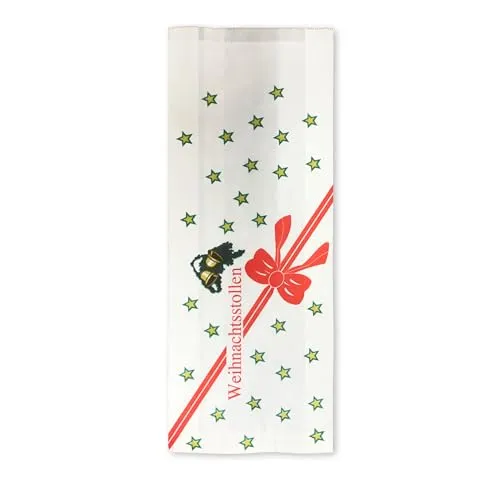 Lomatek Kuchentransportbox Stollenbeutel, 10er Pack - Kuchentransportboxen mit hochwertigem Weihnachtsmotiv, fettdicht und ideal für große Backwaren oder als stilvolle Geschenkverpackung – perfekt für Bäckereien und Weihnachtsmärkte.