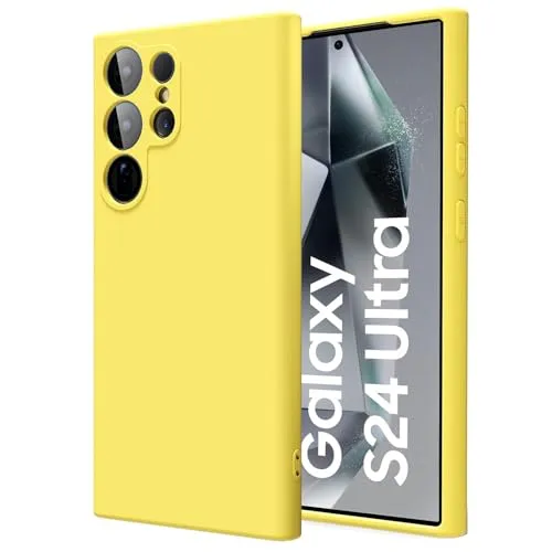 CoolGadget Schutzhülle TPU für Samsung Galaxy S24 Ultra, Silikonhülle, stoßfest, Kratzfest, kabelloses Laden, weiche Innenseite, Gelb