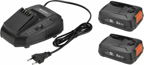 Gardena Starter-Kit P4A 2 x PBA 18V 45 - 2,5 Ah Akku mit 60 Minuten Ladezeit, kompatibel mit Power for All Geräten und Ready to Go Funktion