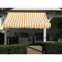 Grasekamp Klemmmarkise 200x130 cm - Gelb/Weiß - Markise in Gelb/Weiß, schnelle Montage ohne Bohren, ideal für Balkon oder Terrasse, leichtes Ein- und Ausfahren durch Kurbelantrieb.