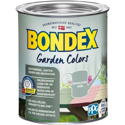 BONDEX Garden Colors Holzlasur für Außen Vintage-Effekt Behagliches Grün 0,75 L