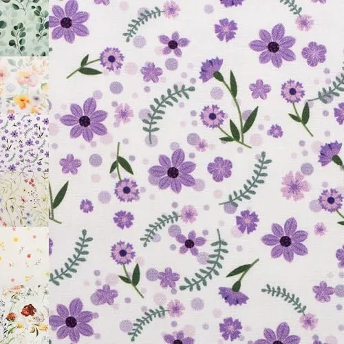 MAGAM-Stoffe Emma Blumen Baumwollstoff ÖKO-TEX Meterware ab 50cm (Lila)