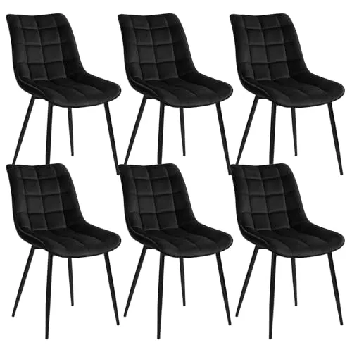 Woltu 4-Fußstuhl Set (6 St) - Elegante Polsterstühle aus Samt - 4-Fuß-Stühle in stilvollem Design, ergonomisch und bequem, ideal für Küche, Esszimmer oder Wohnzimmer. Robuste Konstruktion mit weichem Samtbezug für höchsten Sitzkomfort.