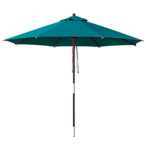 anndora Sonnenschirm 300 cm rund - Petrol, Holzgestell - Hochwertiger Sonnenschirm mit 300 cm Durchmesser, UV-Schutz und leichtläufigem Seilzugsystem. Ideal für Garten und Terrasse, witterungsbeständig und stabil.