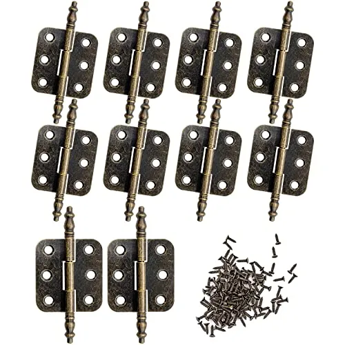 Guador Antike Scharniere Türscharnier Schrank Möbelscharniere Metall Eisen-Scharniere 10pcs Retro Mini Scharnier mit 60 Schrauben Steckverbinder Türband 70 x 35mm