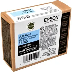 Epson Tinte C13T850500 T8505 Light Cyan - Original Tintenpatrone mit 80 ml für brillante Druckergebnisse, kompatibel mit Epson SureColor SC-P 800 Serien