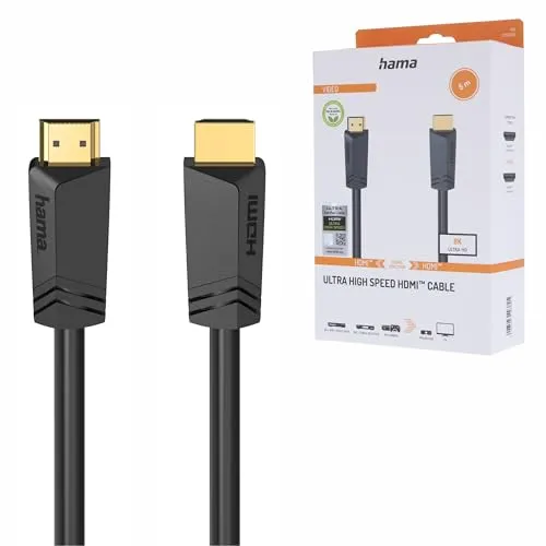 Hama Ultra High Speed HDMI-Kabel 8K, 5 m - HiFi-Kabel für brillante Bildqualität, zertifiziert für 8K-Übertragung und ideal für Heimkino-Setups.