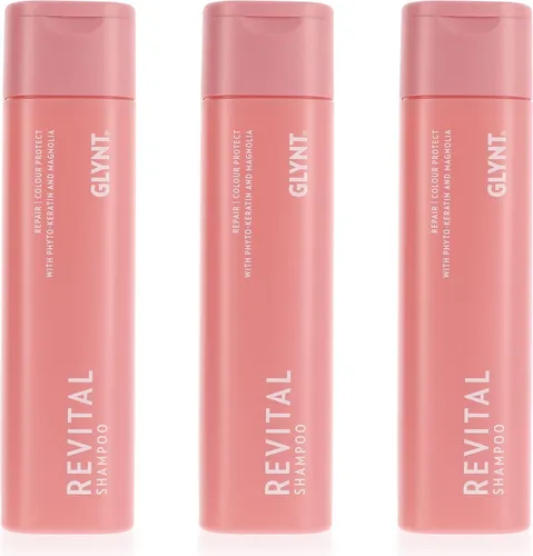 GLYNT Revital Shampoo Set für coloriertes Haar - 3 x 250 ml - Shampoos für coloriertes Haar, schützt die Farbe und verleiht Glanz. Mit Extrakten aus der indischen Kassie-Pflanze für geschmeidiges, gesund aussehendes Haar.