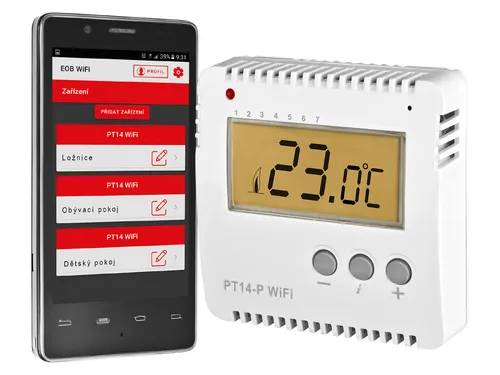 Elektrobock PT14-P-WiFi Raumthermostat - WiFi, Aufputz in Weiß, ideal für elektrische Heizungen in Wohnungen und Büros