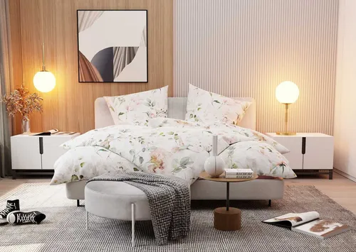 BETTWAESCHE-MIT-STIL Bettwäsche Mako Satin Kolibri Aquarell - Bettwäsche-Set mit verspieltem Kolibri-Design, hochwertiger Digitaldrucktechnik für lebendige Farben und lange Haltbarkeit, gefertigt in der EU mit Markenreißverschluss für perfekten Sitz.