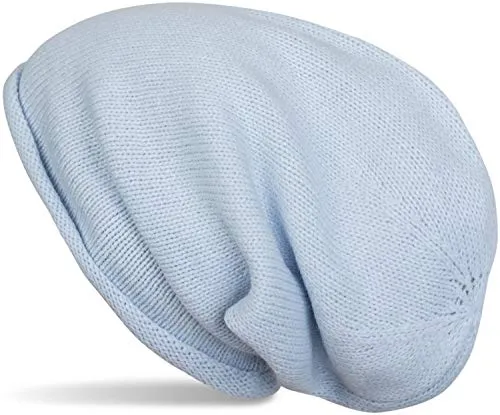 styleBREAKER warme Feinstrick Beanie Mütze in Unifarben, Strickmütze mit Rollrand, Wintermütze, Unisex 04024063, Farbe:Hellblau