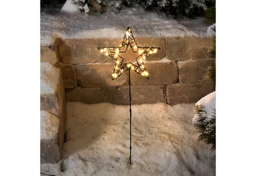 esotec LED Solarleuchte Weihnachtsstern 3 Höhen 40/60/80cm 60LEDs warmweiß Garten 103405