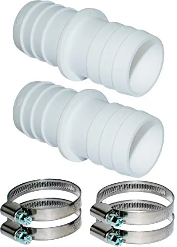 Pangaea Tech 2X Schlauchverbinder 38mm Ø Set mit Schlauchschellen 1 1/2 Zoll - Pool-Schlauchadapter - Doppelschlauchtülle 2er Pack