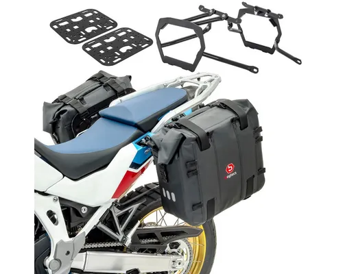Bagtecs Satteltaschen + Halter für Honda Africa Twin CRF 1000 L 18-19 - Praktische Vintage Satteltaschen für Motorräder, ideal für sicheres Gepäck und stilvolles Reisen, robuste Verarbeitung für lange Haltbarkeit.