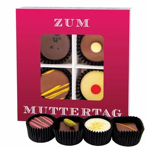Hallingers Genuss Manufaktur Pralinen Muttertagsgeschenk – mit & ohne Alkohol, handgemacht & zart schmelzender Edelkakao in edler Geschenkbox, feine Confiserie-Qualität besondere Geschenkidee für Mama