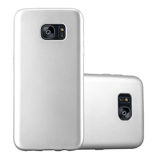 Cadorabo Hülle kompatibel mit Samsung Galaxy S7 Edge Schutzhülle TPU Silikon Case Metallic Design Slim Kratzfest Weiche Gummi mit Rundumschutz Case Hülle für Galaxy S7 Edge in Silber