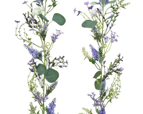 Decoris Kunstblume Girlande Wildblumen 180cm lila/flieder - Kunstblumen Girlande aus hochwertigem Kunststoff und Seidenblumen, ideal für eine farbenfrohe und pflegeleichte Dekoration in jedem Raum.
