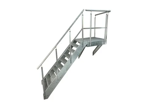 Podesttreppe Wangen-Stahltreppe 10 Stufen 190cm mit Podest 100x100cm - Robuste Stahltreppe mit 10 Stufen und verzinktem Podest für den Außenbereich. Wetterfest und korrosionsgeschützt, ideal für Garten, Terrasse oder Garage. Einfache Montage mit beiliegendem Edelstahl-Schrauben Set.