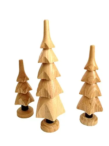Rudolphs Schatzkiste Holzdekoration 3 Holzbäume Natur Höhe=11cm NEU Baum Weihnachten Seiffen Spanbäumchen Holzbaum Linde Erzgebirge