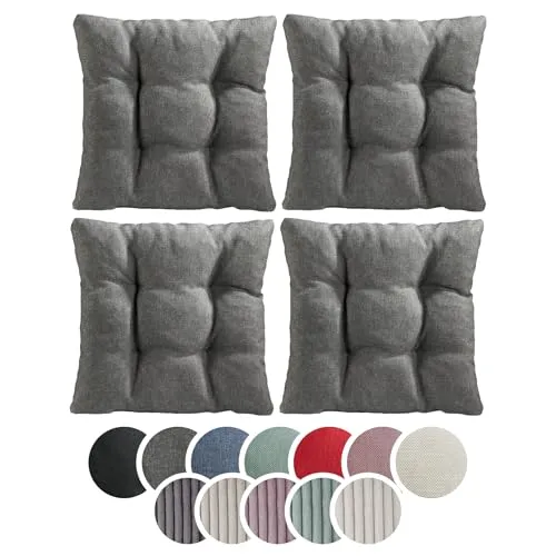 sleepling Stuhlkissen 4er-Set, weicher Möbelstoff, 38 x 38 cm, hellgrau - Hochwertige Sitzkissen aus abriebfestem Möbelstoff für optimalen Sitzkomfort. Ideal für Stühle in Küche und Esszimmer, pflegeleicht und langlebig. Erhältlich in verschiedenen Farben, perfekt für jeden Raum.