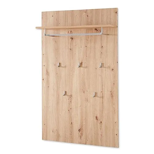 Xora Garderobenpaneel in Eiche Artisan - Modernes Garderobenpaneel (84x135 cm) mit 5 Haken und praktischer Hutablage - für Ordnung im Flur und ein trendiges Ambiente.