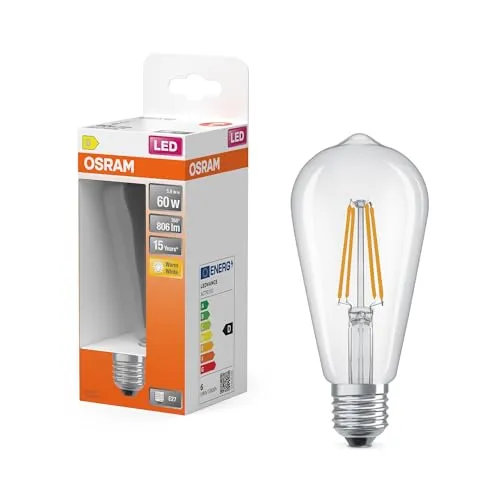 Osram LED-Lampe Star Edison ST64 60 Filament, 2700 K warmweiß, 5,9 W, E27, klar, 806 lm, 15.000h, für Pendelleuchten, Vintage-Look, dekorativ