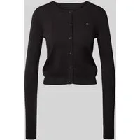 Tommy Jeans Damen Cardigan Essential Crew Neck, Schwarz (Black), XL - Strickjacke für Damen aus 100% regenerativer Baumwolle, ideal für jeden Anlass und mit zeitlosem Design für optimalen Tragekomfort.