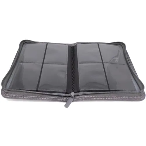 docsmagic.de Premium Pro-Player 4-Pocket Zip-Album Silver - 160 Card Binder - MTG - PKM - YGO - Reissverschluss Silber