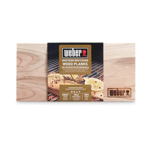 Weber Zendernholz Räucherbretter - Mittel (30 x 15cm), 2er Pack, süßes, mildes Aroma, ideal für Käse, Gemüse, Fisch und Geflügel, aus natürlichen Holzarten (17522)