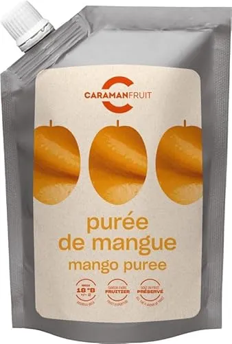 Caramanfruit Mango-Frucht-Püree - 8x 1kg - exotisches Mango-Püree, Indien, angenehm süß, frei von Farb- und Konservierungsstoffen, zur Herstellung von Sorbet, Eis, Torte, Kuchen, als Dessert