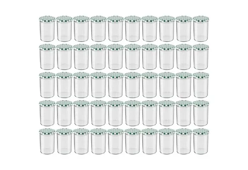 Wellgro Vorratsglas Einmachgläser Schraubdeckel grün kariert - 435 ml, (50-tlg)