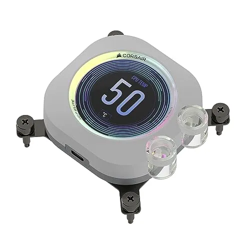 Corsair XC7 RGB Elite LCD CPU-Wasserkühler - Wasserkühlung mit 480×480 IPS-LCD und 31 RGB-LEDs, personalisieren Sie Ihr System mit Echtzeit-CPU-Temperatur und beeindruckender Kühlleistung.
